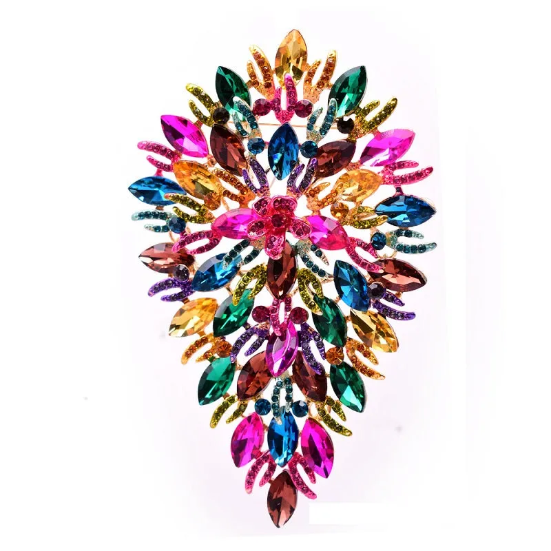 GOLD BROOCH MULTI COLOR STONES ( 12019 GMU ) sold by Oh My Jewelry