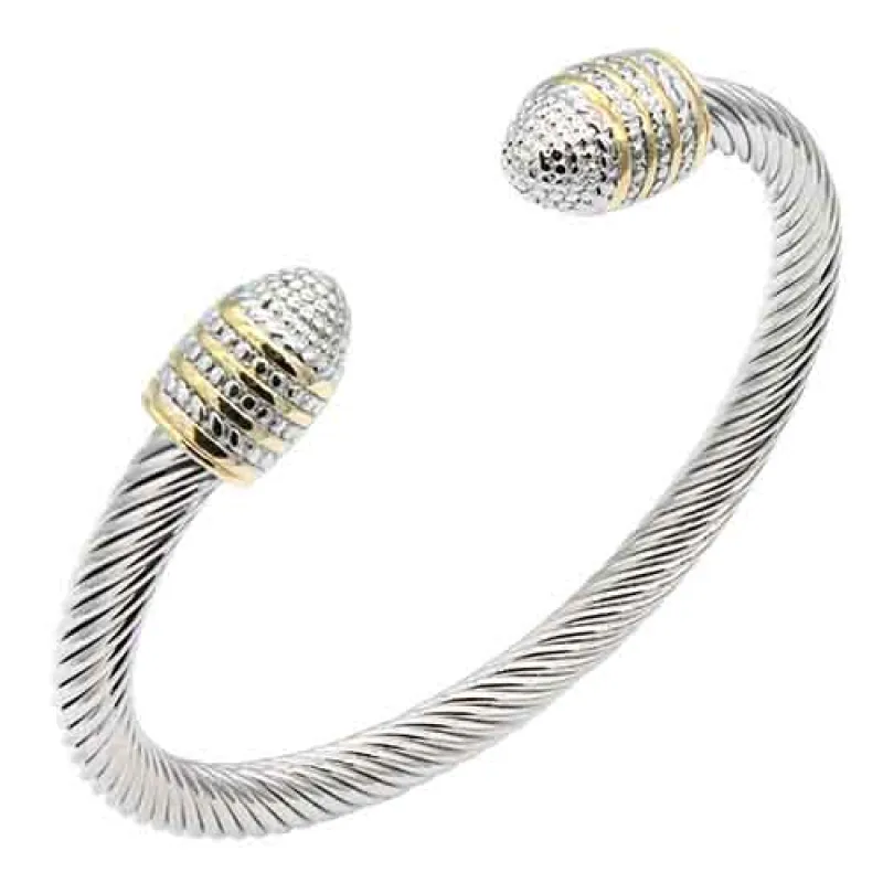 2 TONED GOLD PLATED CUFF BANGLE ( 713 2T ) made by Oh My Jewelry