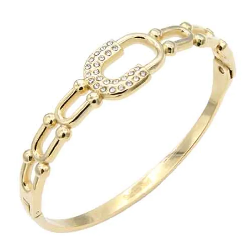 14K GOLD PLATED HINGE BANGLE ( 766 GD ) made by Oh My Jewelry