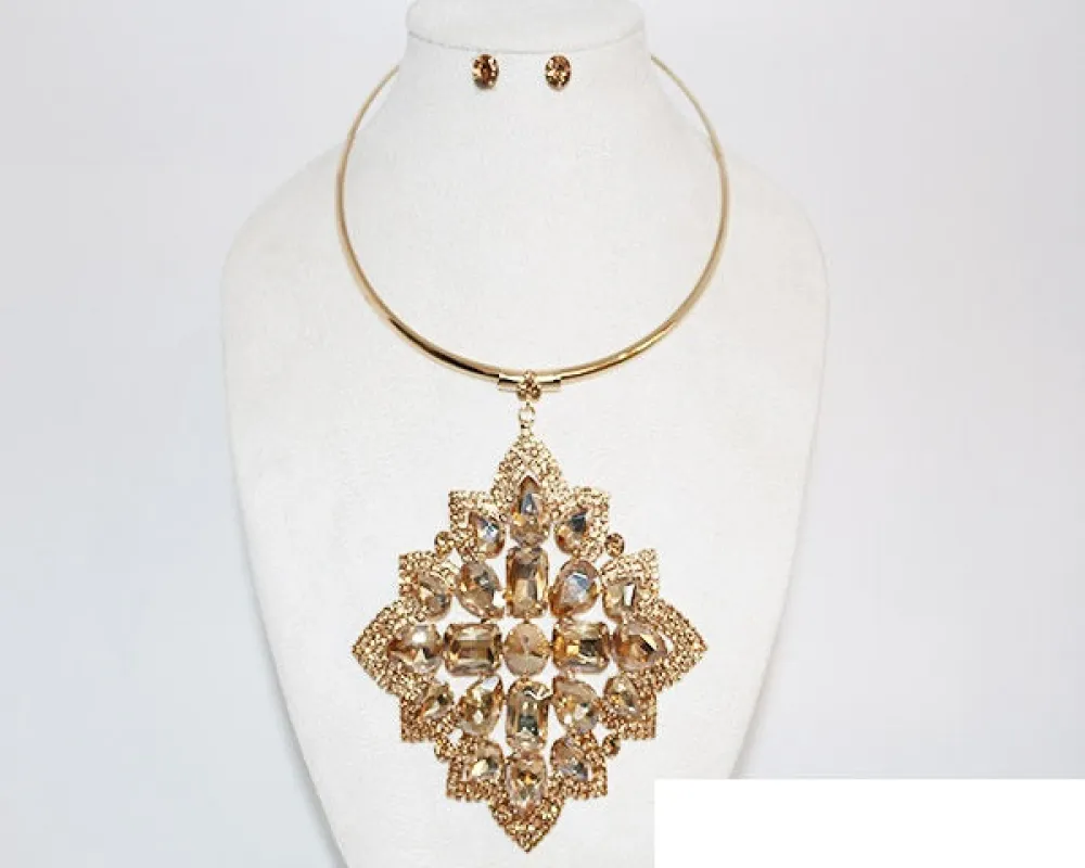 GOLD TOPAZ NECKLACE SET ( 1007 GLCT ) made by Oh My Jewelry