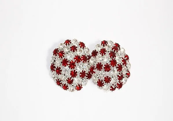 SILVER CLEAR RED CLIP ON EARRINGS ( 1858 SLTSI ) sold by Oh My Jewelry