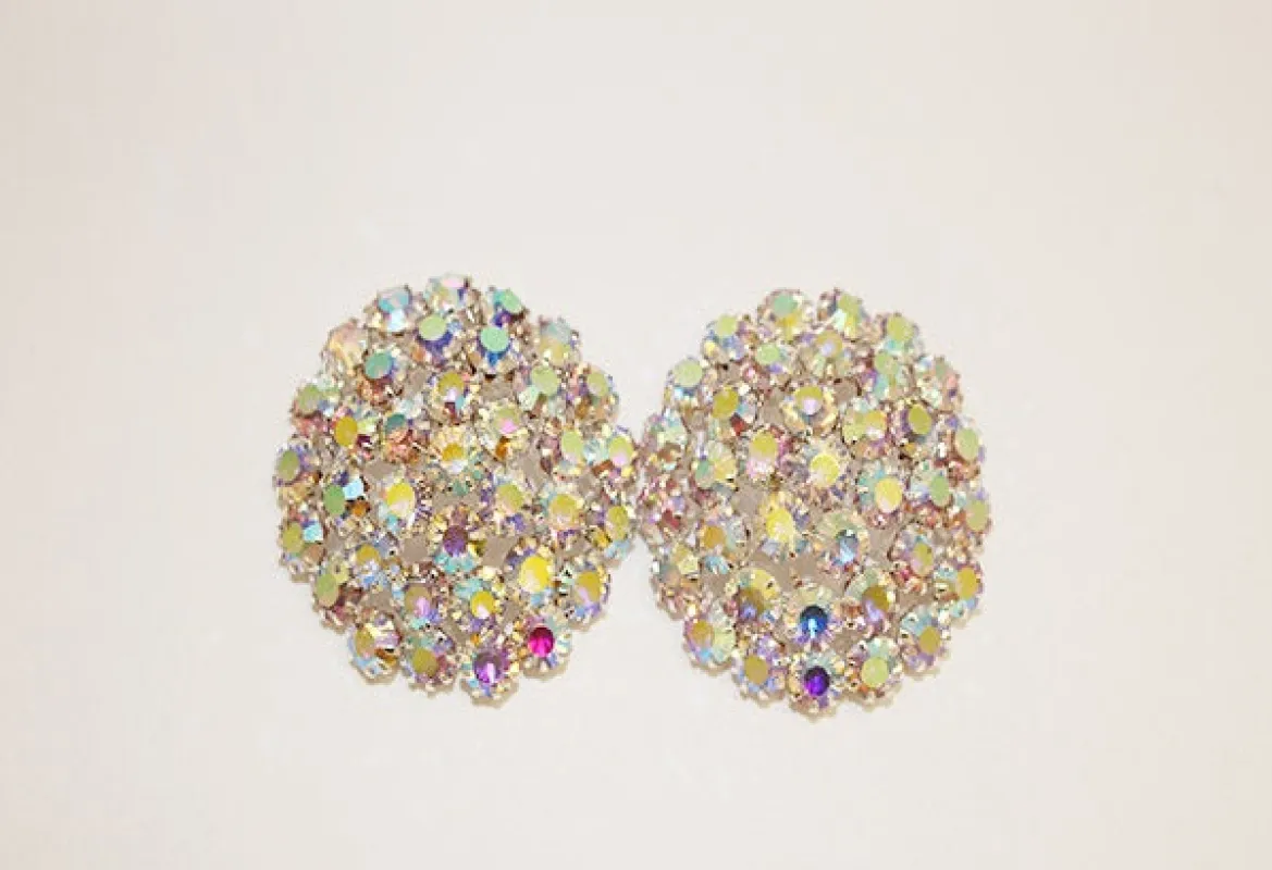 SILVER AB CLIP ON EARRINGS ( 1858 SAB ) made by Oh My Jewelry