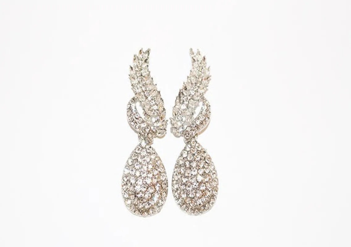 SILVER CLEAR CRYSTAL EARRINGS ( 1896 SCRY ) made by Oh My Jewelry