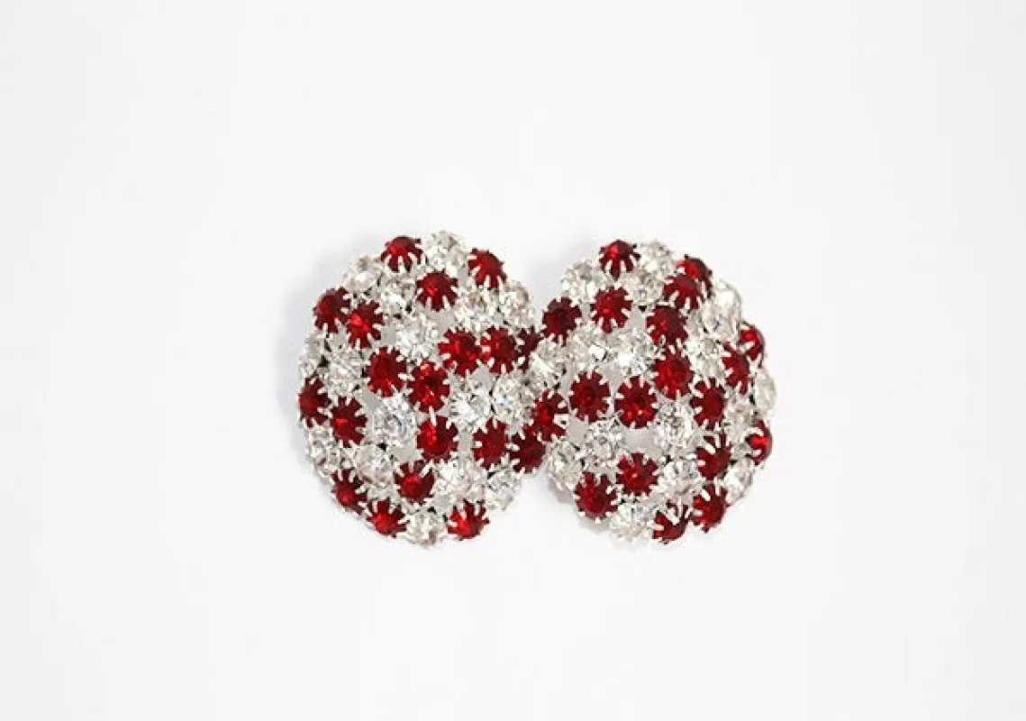 SILVER CLEAR RED EARRINGS ( 1858 SLTSI ) made by Oh My Jewelry