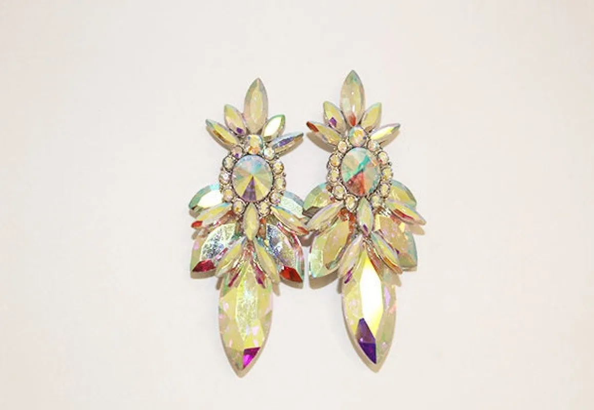 SILVER AB CRYSTAL EARRINGS ( 1755 SAB ) made by Oh My Jewelry