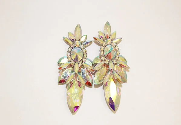 SILVER AB CRYSTAL EARRINGS ( 1755 SAB ) sold by Oh My Jewelry