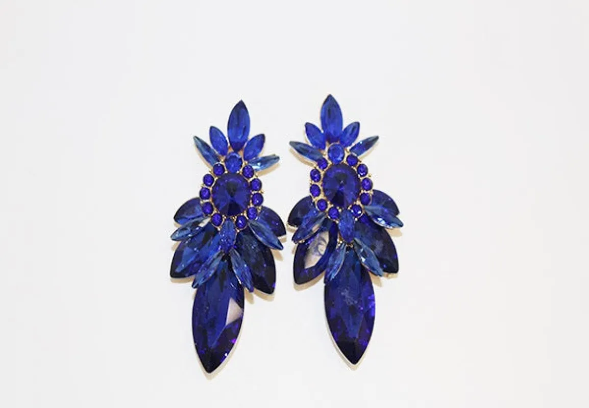 GOLD SAPPHIRE CRYSTAL EARRINGS ( 1755 GSA ) sold by Oh My Jewelry