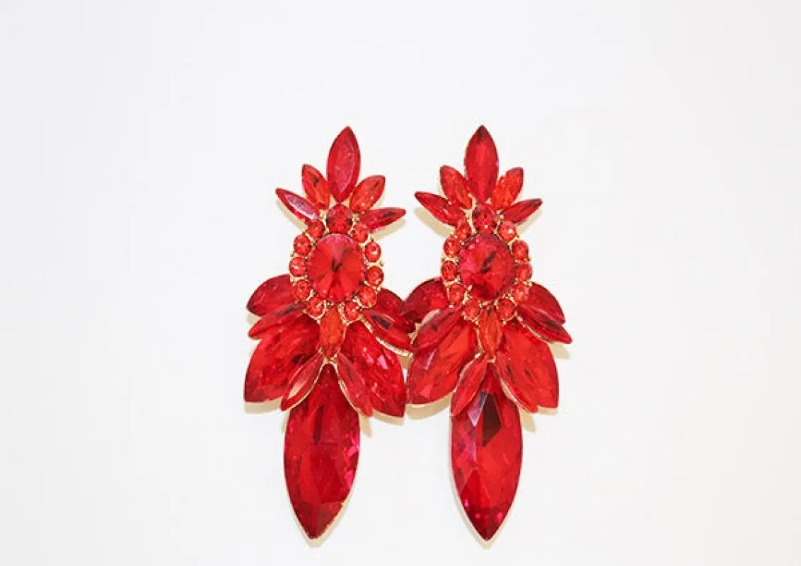 GOLD RED CRYSTAL EARRINGS ( 1755 GLTSI ) made by Oh My Jewelry
