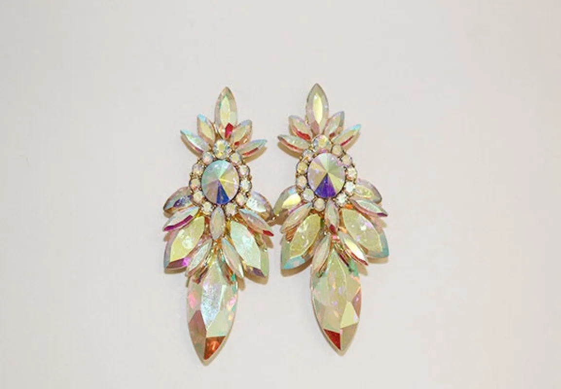 GOLD AB CRYSTAL EARRINGS ( 1755 BKGAB ) made by Oh My Jewelry