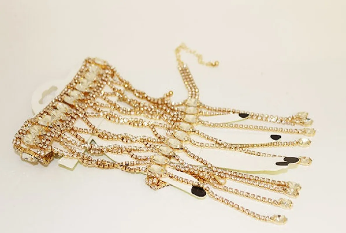 GOLD RHINESTONE FINGER BRACELET ( 1167 GCRY ) made by Oh My Jewelry