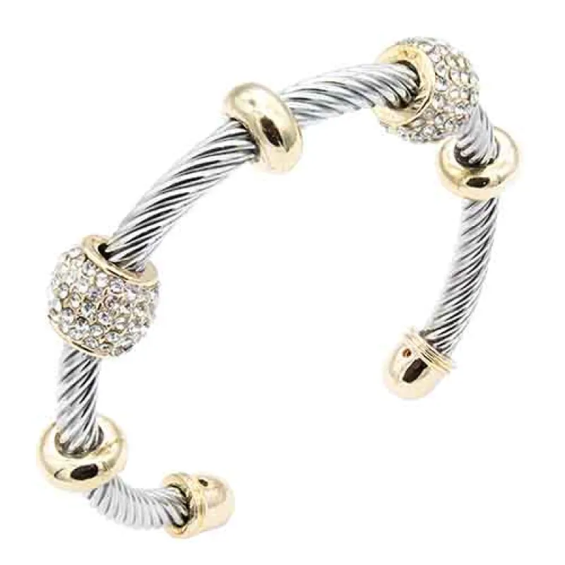 SILVER GOLD CUFF BANGLE ( 707 2T ) made by Oh My Jewelry