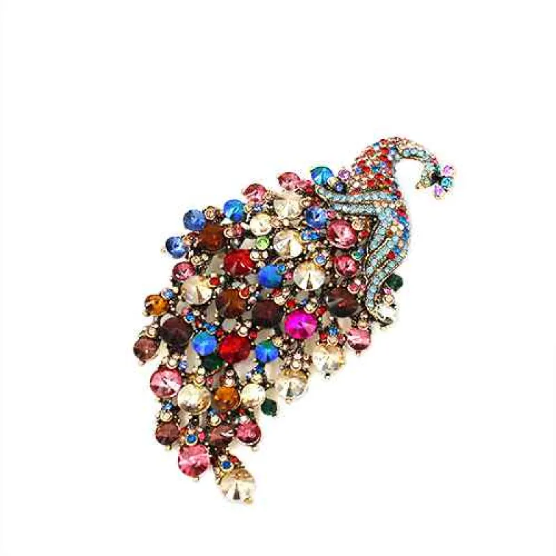 MULTICOLOR PEACOCK BROOCH ( 2171 MLT ) made by Oh My Jewelry