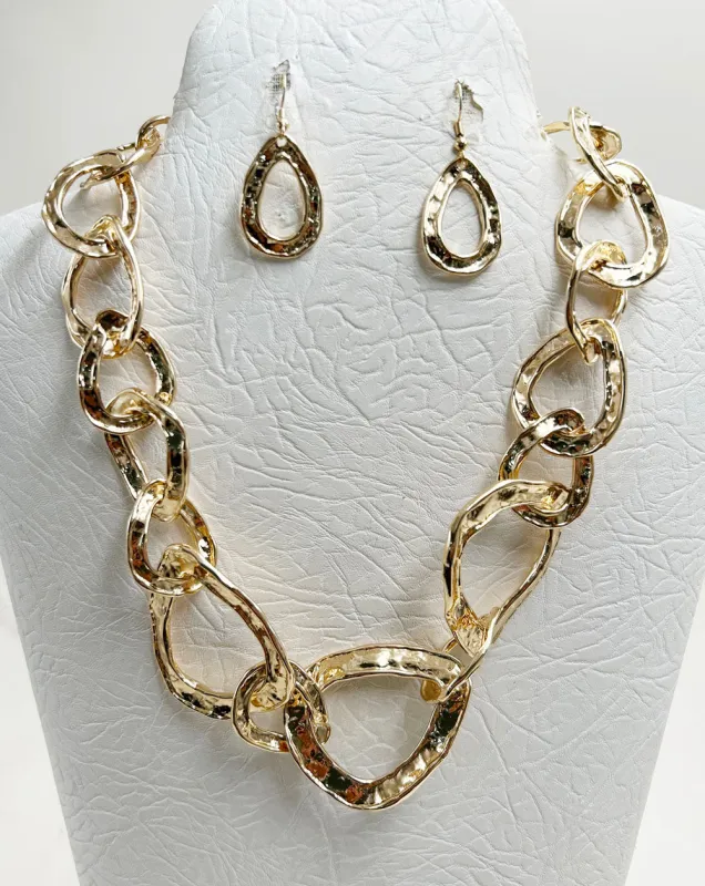 GOLD LINK NECKLACE SET ( 5362 G ) made by Oh My Jewelry