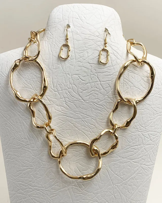 GOLD LINK NECKLACE SET ( 5349 G ) made by Oh My Jewelry