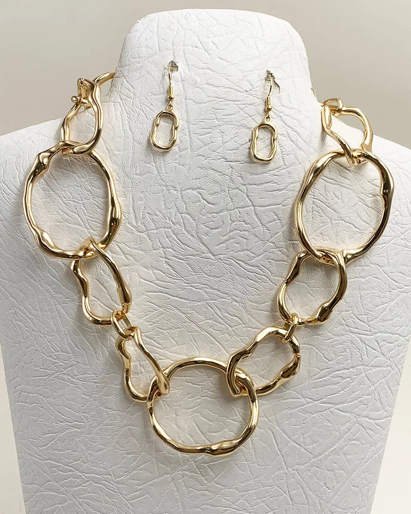 GOLD LINK NECKLACE SET ( 5349 G ) sold by Oh My Jewelry