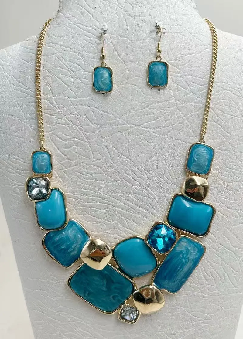 GOLD TURQUOISE NECKLACE SET ( 5271 GTQ ) sold by Oh My Jewelry