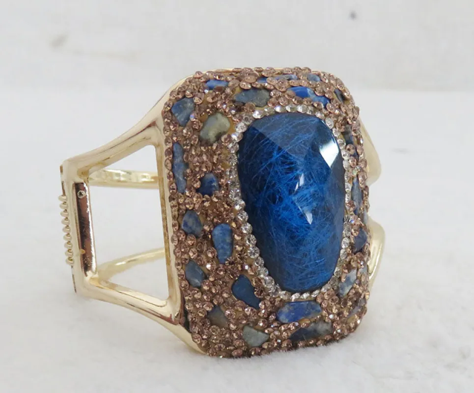 GOLD BLUE BANGLE ( 995 BL ) made by Oh My Jewelry
