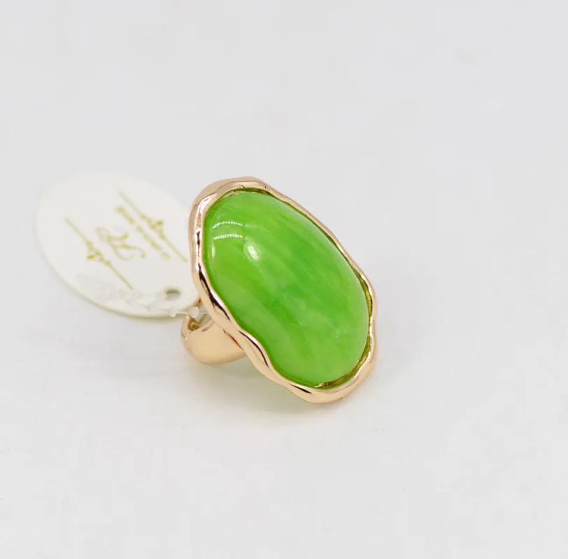 GOLD LIME GREEN STRETCH RING ( 1023 GLLIM ) sold by Oh My Jewelry