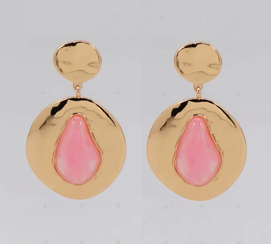GOLD PINK EARRINGS ( 6738 GLPNK ) made by Fiesta