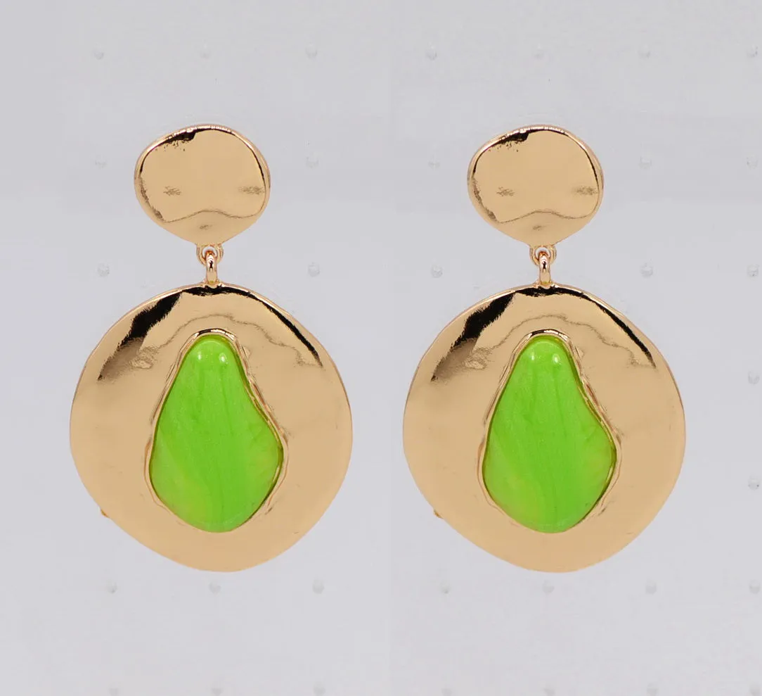 GOLD LIME GREEN EARRINGS ( 6738 GLLIM ) sold by Oh My Jewelry