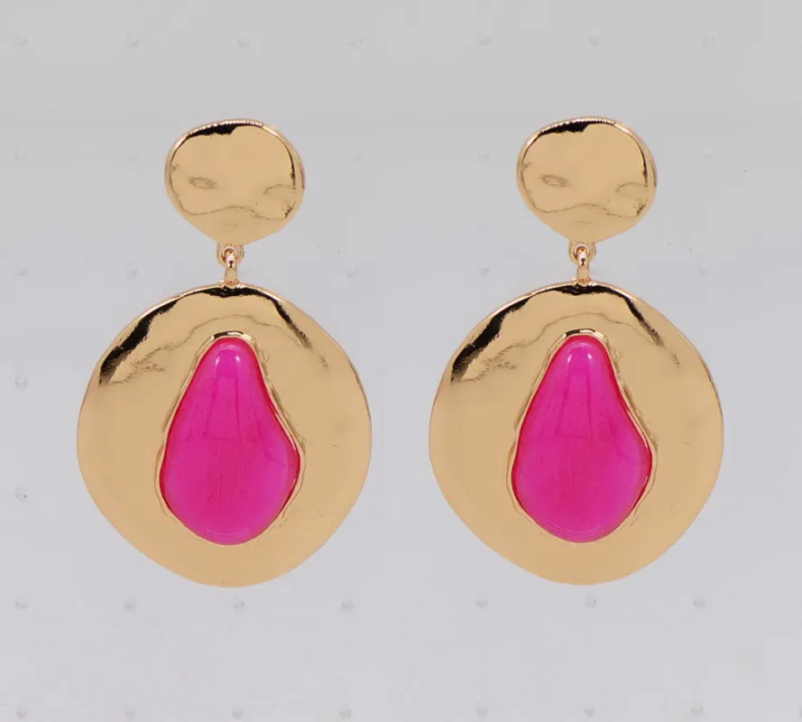 GOLD FUCHSIA EARRINGS ( 6738 GLFUS ) sold by Oh My Jewelry