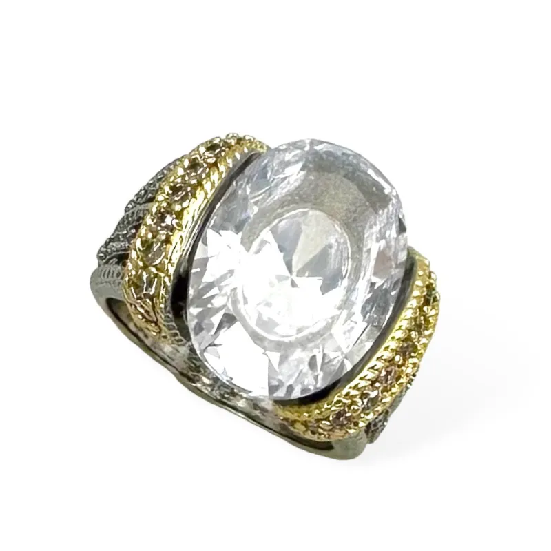 SILVER GOLD RING CLEAR CZ STONE SIZE 10 ( 2123 KC-10 ) made by Oh My Jewelry