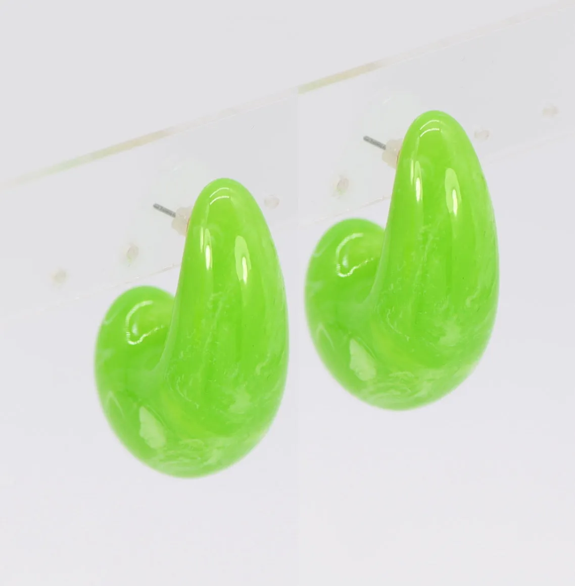 LIME GREEN RESIN EARRINGS ( 5996 LIM ) sold by Oh My Jewelry