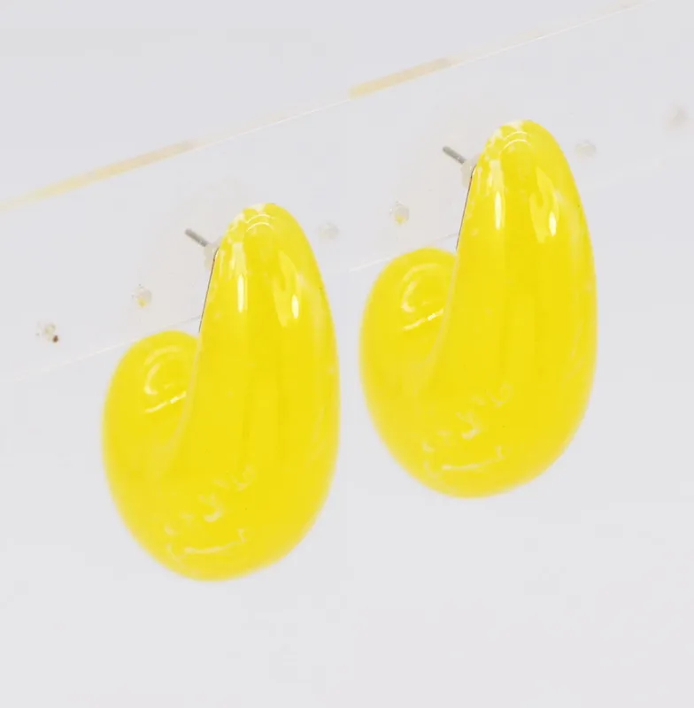 YELLOW RESIN EARRINGS ( 5996 YEL ) sold by Oh My Jewelry