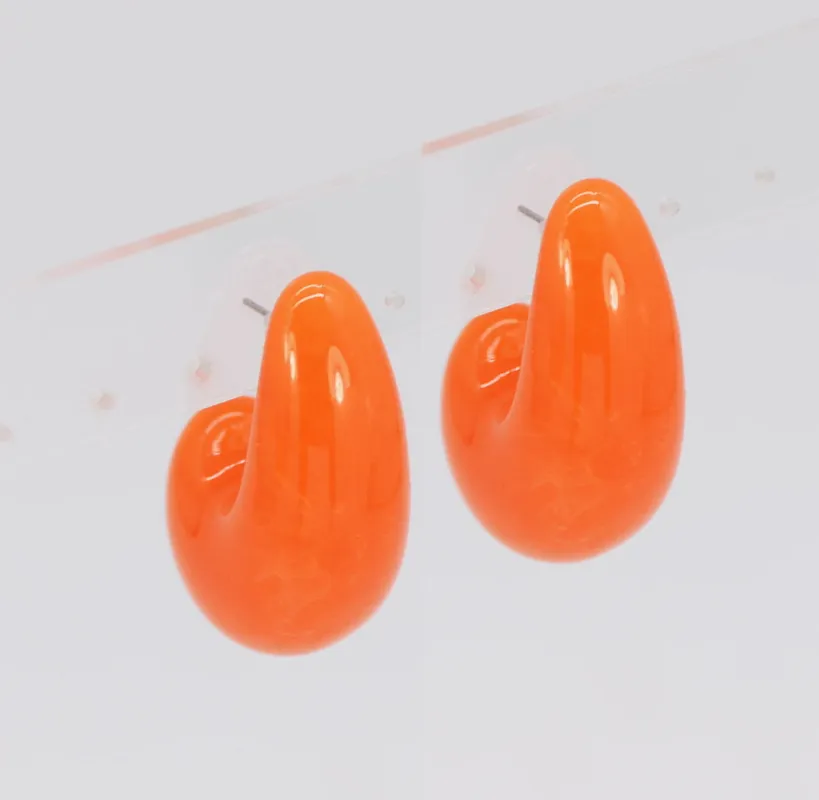 ORANGE RESIN EARRINGS ( 5996 ORG ) sold by Oh My Jewelry