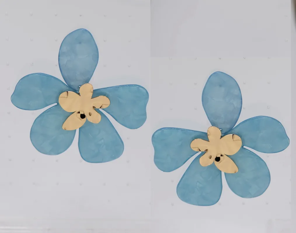 BLUE FLOWER EARRINGS ( 6701 GLBLU ) sold by Oh My Jewelry