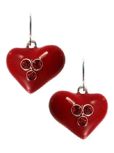 1" Red Enamel Dangling Heart Earrings ( 0391 ) sold by Oh My Jewelry