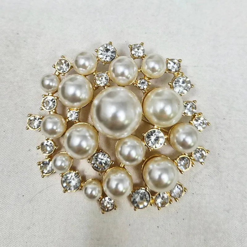 GOLD CREAM PEARL BROOCH ( 10031 GCR ) made by Oh My Jewelry
