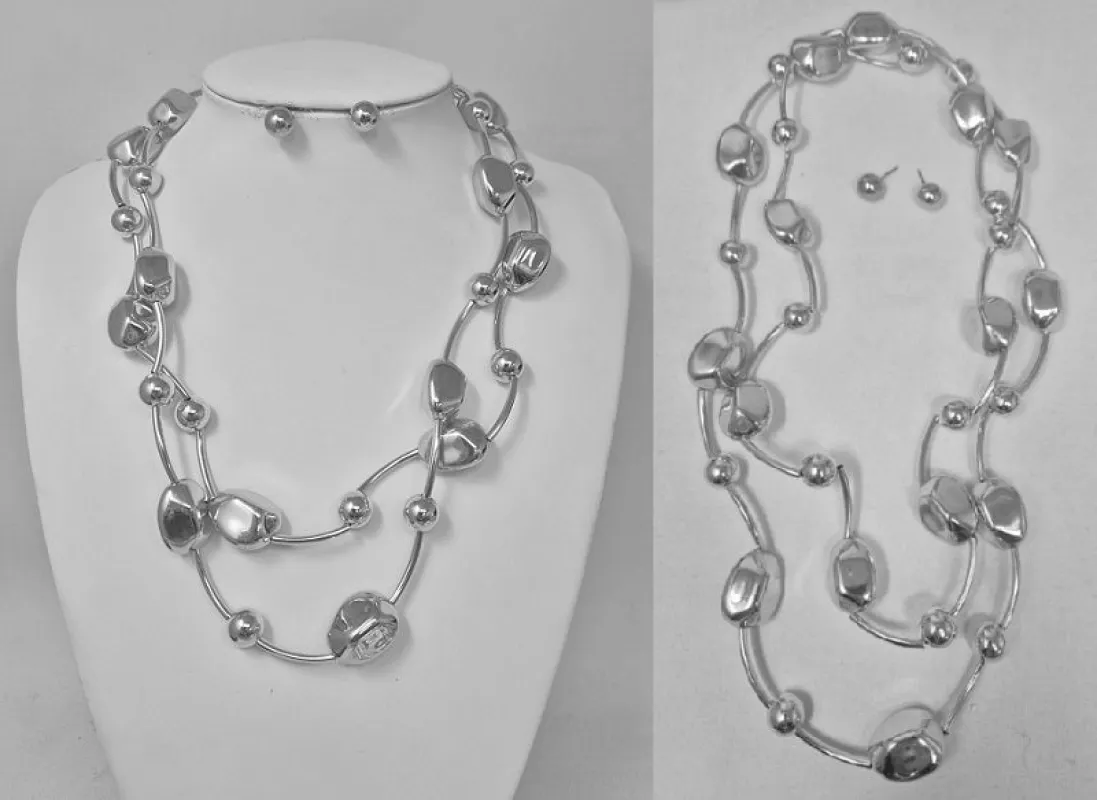 SILVER NECKLACE SET ( 20062 R ) made by Oh My Jewelry