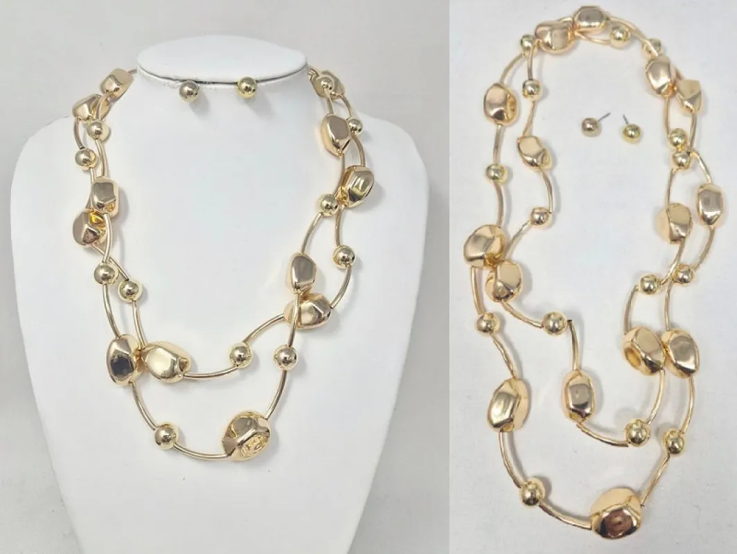 GOLD NECKLACE SET ( 20062 G ) made by Oh My Jewelry