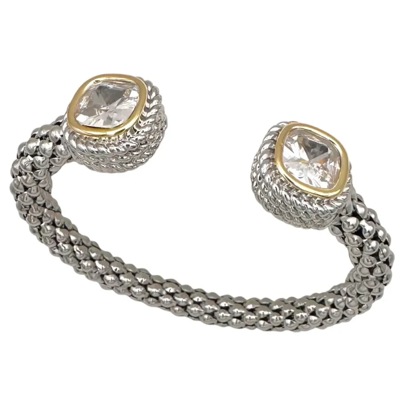 SILVER GOLD CLEAR CUFF BANGLE ( 1375 BC ) made by Oh My Jewelry