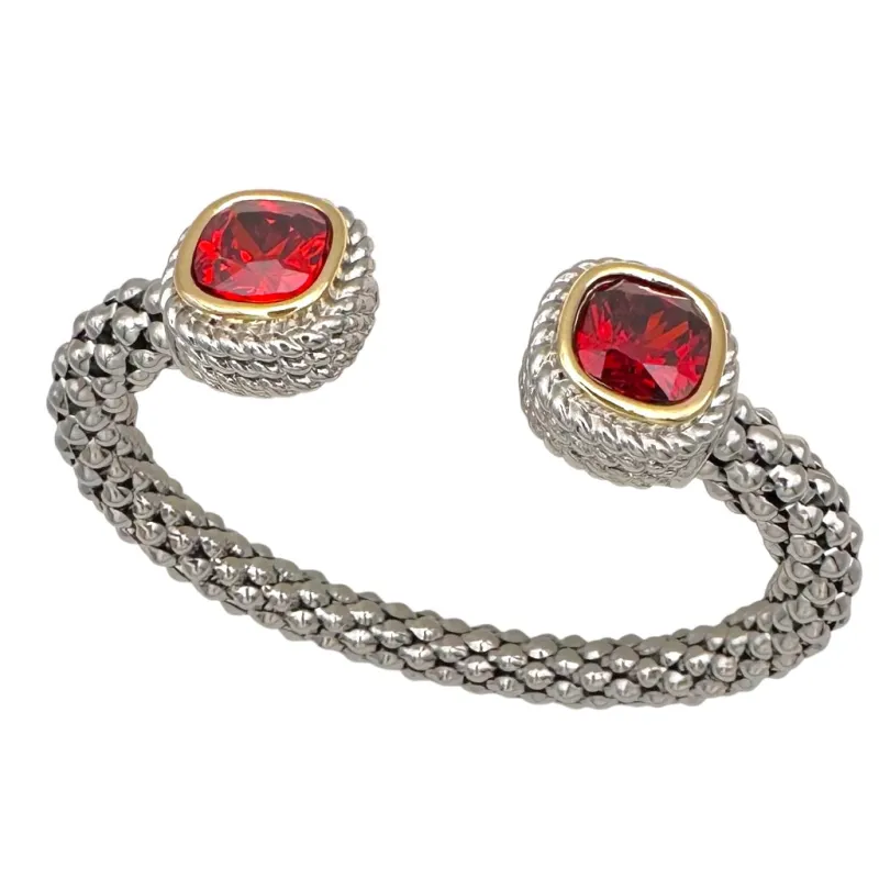 SILVER GOLD RED CUFF BANGLE ( 1375 BG ) made by Oh My Jewelry