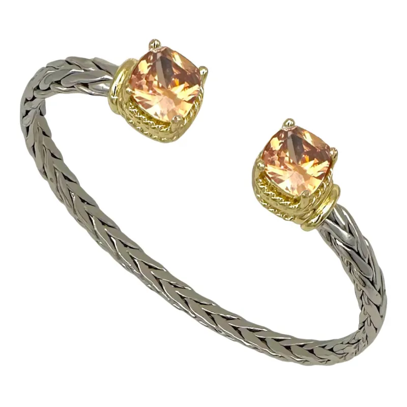 CUFF BANGLE CHAMPAGNE CZ STONE ( 1583 BCH ) made by Oh My Jewelry