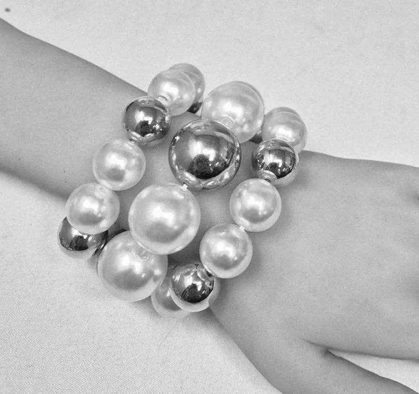 SILVER PEARL BRACELET ( 10491 R ) made by Oh My Jewelry