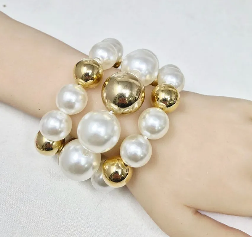 GOLD PEARL BRACELET ( 10491 G ) sold by Oh My Jewelry