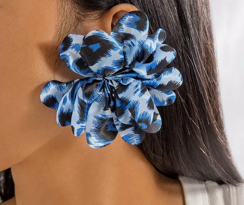 BLUE FABRIC EARRINGS ( 217 BL ) sold by Oh My Jewelry