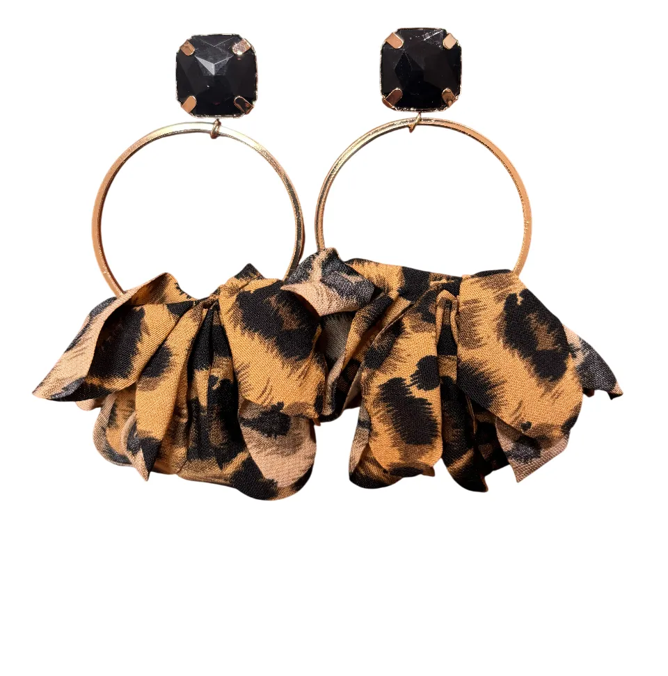 GOLD DANGLING LEOPARD PRINT EARRINGS ( 218 LEO ) sold by Oh My Jewelry