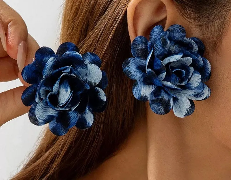 BLUE FABRIC EARRINGS ( 212 ) sold by Oh My Jewelry