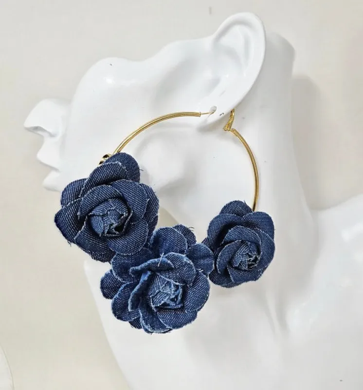GOLD HOOP EARRINGS JEANS ( 10425 G ) made by Oh My Jewelry