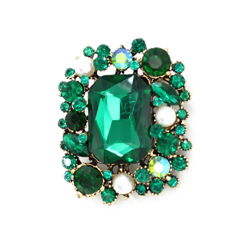 EMERALD GREEN STONES BROOCH ( 2001 EMR ) made by Oh My Jewelry