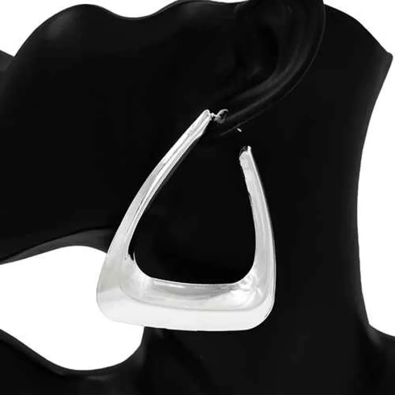 SILVER TRIANGLE EARRINGS ( 5376 RD ) made by Oh My Jewelry