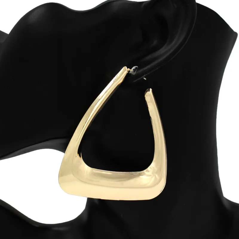 GOLD TRIANGLE EARRINGS ( 5376 GD ) made by Oh My Jewelry