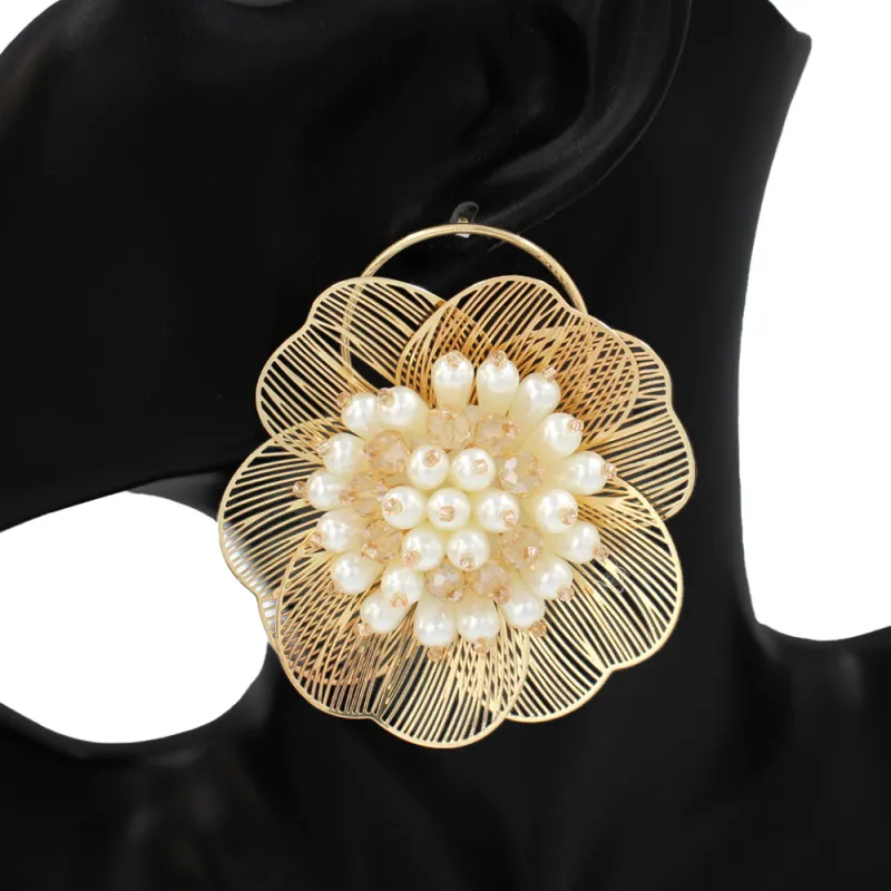 GOLD CREAM EARRINGS ( 2969 GDCRM ) made by Oh My Jewelry
