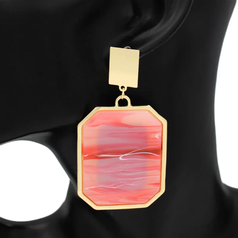 GOLD RED EARRINGS ( 2960 RED ) made by Oh My Jewelry
