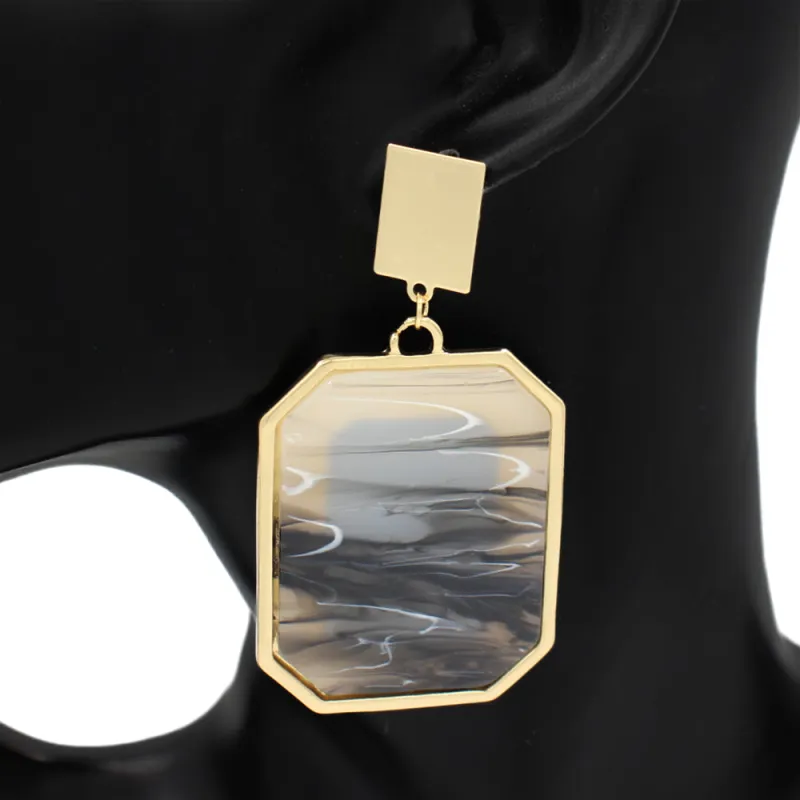 GOLD BLACK EARRINGS ( 2960 BK ) made by Oh My Jewelry