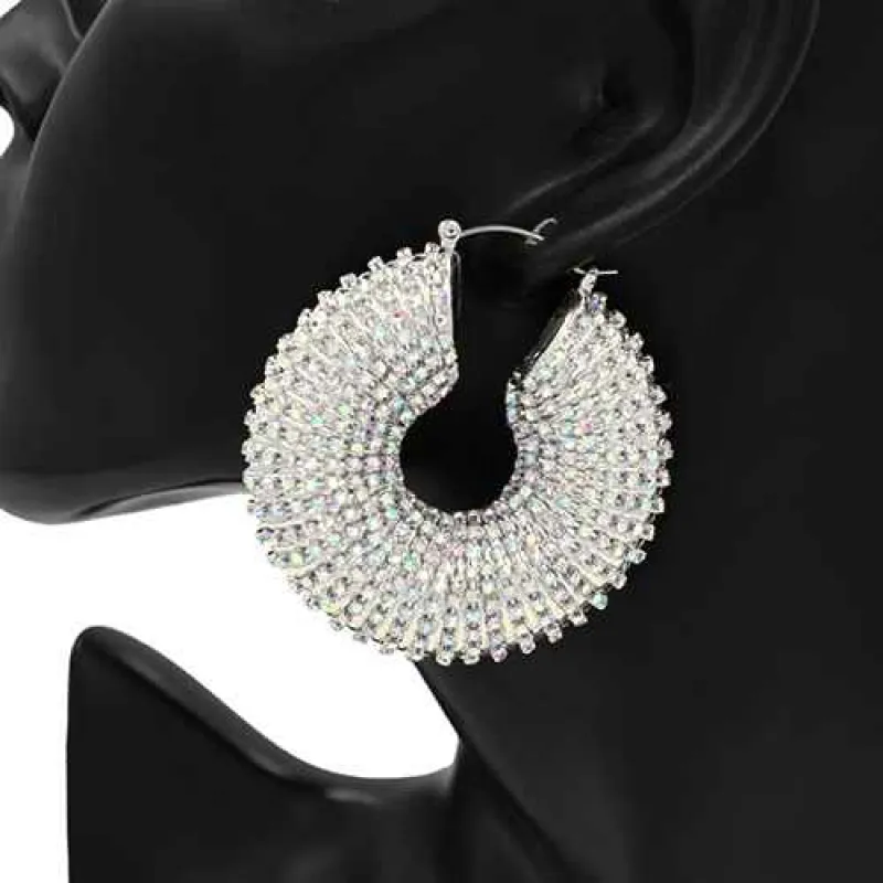 SILVER AB HOOP EARRINGS MEDIUM ( 2530M RDAB ) sold by Oh My Jewelry